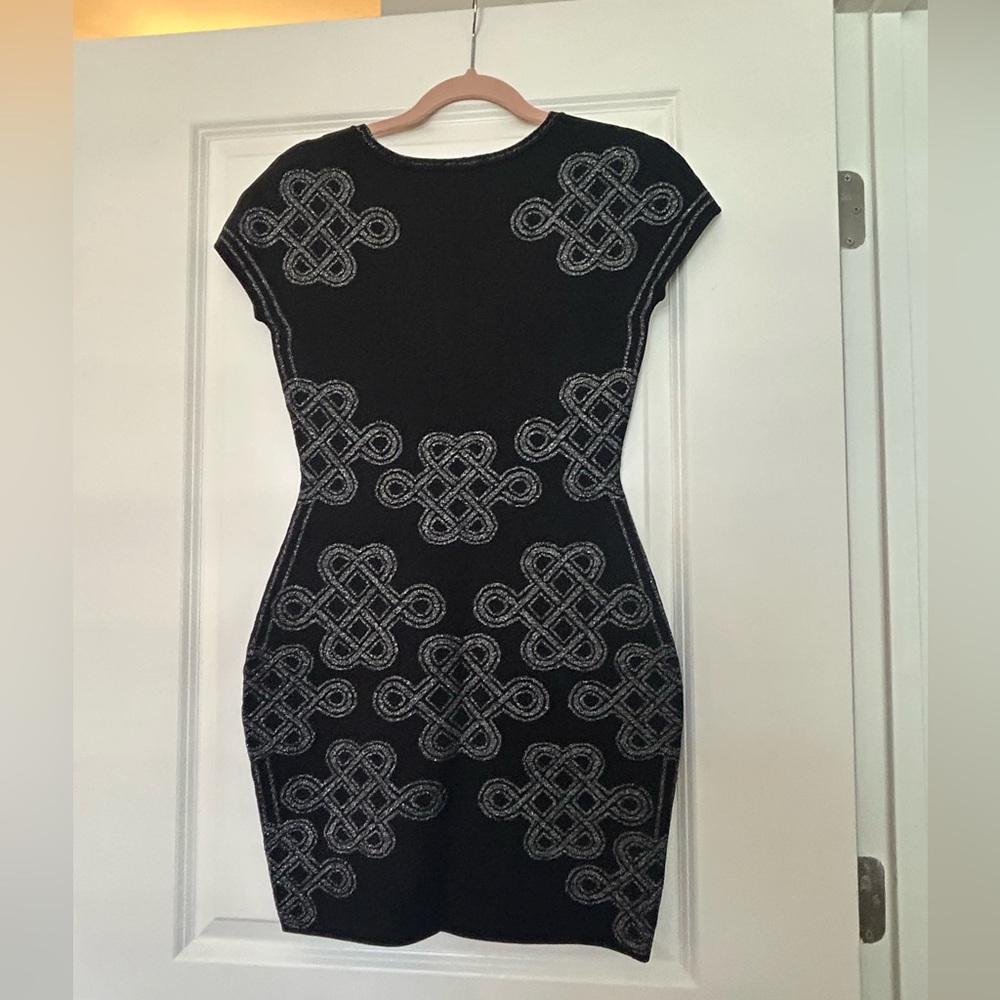 DVF Black and Silver Body Con Dress